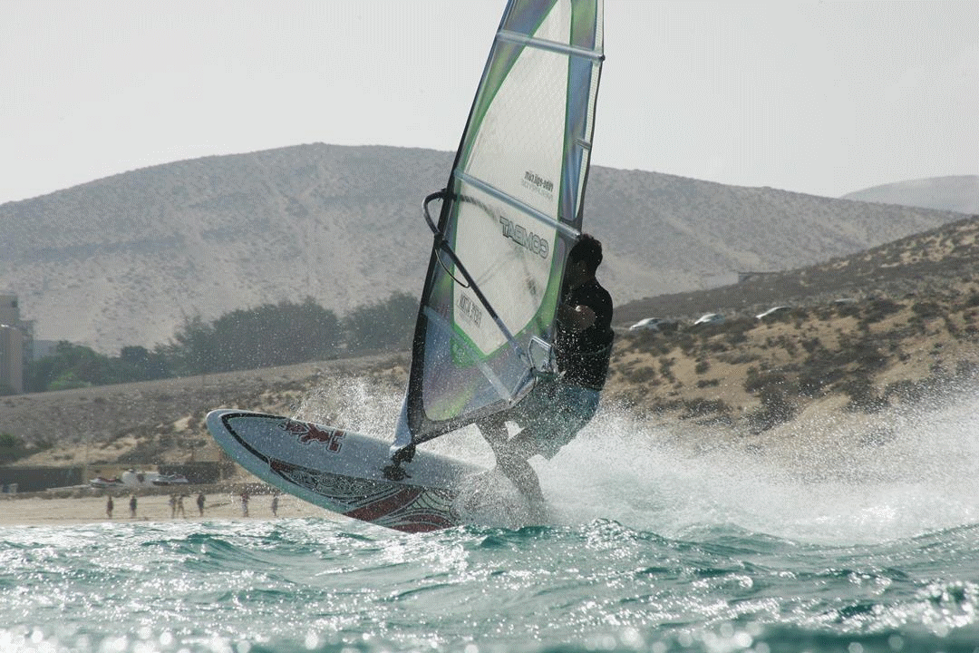 A gif animation showing me failing at windsurfing